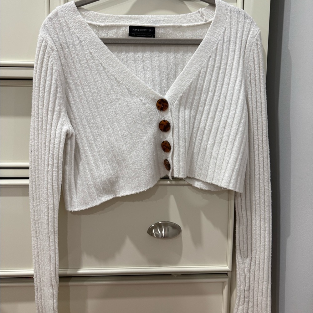 Urban Outfitters White Cropped Cardigan
